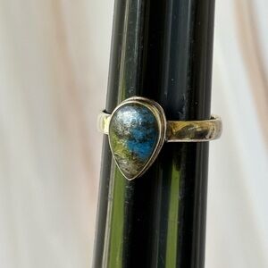 Teardrop K2 Jasper & Azurite Statement Ring – Size 7.5